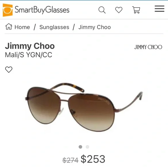 โจHPโจ โJIMMY CHOOโ AVIATOR SUNGLASSES WITH HARD CASE AND CLEANING CLOTH, GUC - Picture 2 of 7